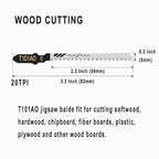 60Pack T101AO T-Shank Jigsaw Blades - 3.2 Inch 20 TPI Contractor Jig Saw Blades Set Made with High Speed Carbon Steel Curved Fine Finish Cutting Wood Boards PVC Plastic(60Pcs-T101AO for Wood&Plastic)