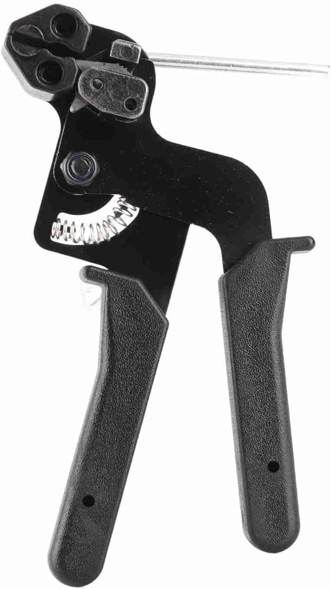 Cable Tie Tool, 65 Manganese Steel Stainless Steel Fastening Cable Tie Gun Tension Wire Fastening Automatic Tensioner Cutter Tool, Cutting Width within 12mm, Black, 8.27 x 4.72 x 0.47inch