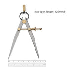 Spring Joint Caliper - [5 Inch] Carbon Steel Spring Divider Caliper with Brass Fulcrum for Metalworking Drawing Use, Flat Leg