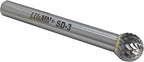 SD-3 Tungsten Carbide Burr Rotary File, Double Cut Ball Burs, 1pc by LU&MN