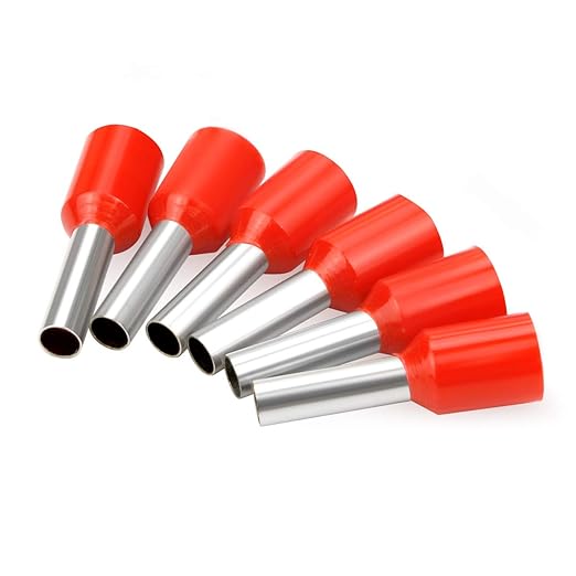 XHF 200 PCS AWG 10/6.0mm² Wire Ferrules Insulated Copper Crimp Connectors, Crimp Pin Cord End Terminals Red