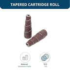 Benchmark Abrasives Aluminum Oxide Tapered Sanding Cartridge Rolls for Blending Deburring Polishing Sanding Metals, Rotary Sander - Drill & Die Grinder Abrasives (10 Pack)(1/2" x 1-1/2", 120 Grit)