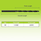 YOUGFIN 12 Pack 1/8 Inch Drill Bit Set - High Speed Steel Twist Jobber Length Drill Bits for Soft Metal, Wood Plastic