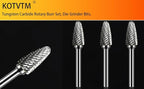 Carbide Burr Set 1/4" Shank SF-5 Die Grinder Bits Tungsten Double Cut Burr Bits (1/2" Cutter Dia X 1" Cutter Length) for Die Grinder Kits Metal Grinding Drilling Polishing (3pcs)