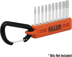 Screwdriver Bit Holder Storage Organizer – Railer 10-Hole Hi-Vis Green Bit Holder with Carabiner - 2 Pack