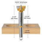FivePears Forstner Drill Bit 3/8 inch Shank, 15/16 inch Cutting Diameter, Carbide Tipped Wood Hole Saw Auger Opener, Hole Opener Hinge Hole Cutter for Woodworking, Plastic, Plywood Products