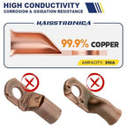 haisstronica 10pcs 3/0 AWG - 5/16"(M8) Battery Cable Lugs, Heavy Duty Copper Wire Lugs with 10pcs 3:1 Adhesive Heat Shrink Tubing, 000 Gauge Wire Lugs, Battery Terminal Connector, Battery Cable Ends