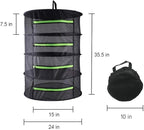 Drying Rack Net Dryer 4 Layer 2ft Black W/Green Zippers Hydroponics Drying Rack Herbs for Plant Bud Seed,Plant Racks for Weed,Mesh Hanging Plant Dry,Herb Dry,for Garden Outdoor Bud Tea