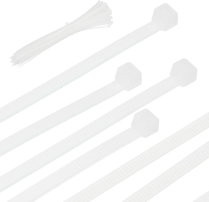 PATIKIL Cable Zip Ties 12 Inch, 100 Pcs Self-Locking Nylon Wire Tie Wraps Heavy Duty Cord Management with 50 lbs Tensile Strength for Indoor and Outdoor, White (0.2" W)
