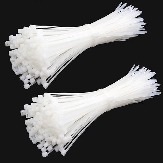 1000pcs Nylon Zip Ties, 3 Inch White Zip Cable Ties, Self Locking Cable Ties, 6/6 nylon, Heavy Duty, 50 lb tensile strength, for Indoor and Outdoor