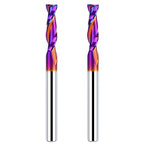 2PCS 1/4 Upcut Spiral Router Bit 1/4 Inch Shank 1 inch Cutting Length with Extra Long Life Coating CNC Router Bits End Mill for Wood Cutting, Slot Mortise, Engraving