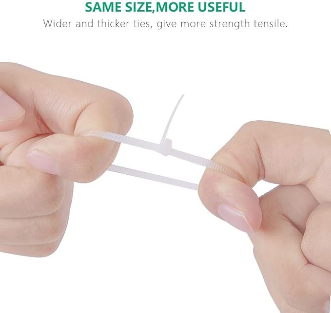 1000pcs Nylon Zip Ties, 3 Inch White Zip Cable Ties, Self Locking Cable Ties, 6/6 nylon, Heavy Duty, 50 lb tensile strength, for Indoor and Outdoor
