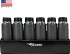 Pit Posse 563BK Oil Shelf Caddy Six Bottle Rack Holder- Made in USA - Holds 6 Quarts of Automotive Motor Engine Oil - Enclosed Race Trailer Shop Garage Aluminum Storage Organizer (Black)