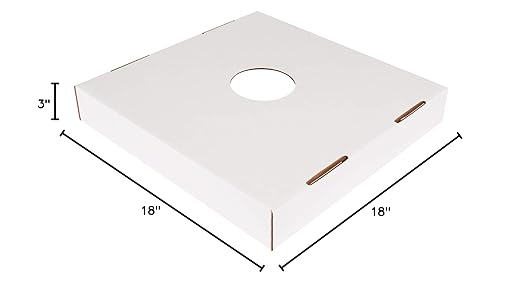AVIDITI 40 or 50 Gallon Corrugated Cardboard Trash Can and Recycling Bin Lids with Hole (10-Pack) 18"L x 18"W x 3"H, White, Reusable and Disposable Garbage Lid for Parties and Outdoor Events