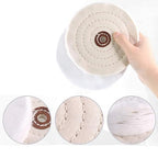 4'' Buffing Polishing Wheels with 3 Pcs Polishing Compounds/White Cotton (50-ply) /Yellow Cotton (36-ply)/Flannel (30-ply)/Denim and 1/4" Shank for Bench Grinders/Bench Buffer Rotary Tools