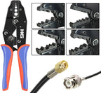 HKS Coax Ratchet Crimping Tool Set for Coaxial RG Cable RF Connector with 5 Changeable Dies