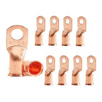 Heavy Duty Battery Ring Terminals, 4/0 AWG 5/16" Stud (10 pcs.), 0000 Gauge Copper Connectors, Tubular Ring Terminals