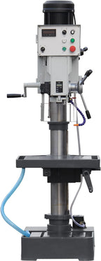 KAKA INDUSTRIAL Geared Head Drill Press,2.2kW 220V 1-Phase, Powerfeed and Auto Downfeed, 1.25 inch Steel Drilling, MT3 Taper, Digital RPM/DRO, Cast Iron Benchtop DP-32