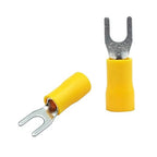200 Pcs 12-10 AWG Yellow Insulated Fork Spade Wire Connector, #8 U-Type Wire Connector Electrical Crimp Terminals