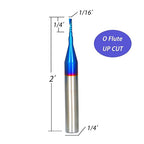 O Single Flute Upcut Spiral End Mill CNC Router Bit with NACO Coating for Plastic Cutting with Mirror Finish (1, 1/16 D x 1/4 CH x 1/4 SHK x 2L) UT116