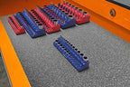 Olsa Tools Magnetic Socket Holder | 1/4-inch Drive | Metric | Blue | Holds 26 Sockets | Professional Quality Tools Organizer