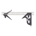 Starrett Steel Combination Square with Square Head and Center Head - 300mm Blade Length, Cast Iron Head, Hardened Steel, Reversible Lock Bolt, Scriber, 36 Graduation Type - 11MEHC-300