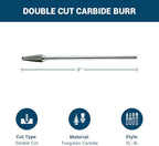 Benchmark Abrasives 6” Taper Shape Radius Double Cut Tungsten Carbide Die Grinder Bits Metal Deburring Tool Rotary Burr, 1/4 Inch Shaft, Engraving Tool for Woodworking Shaping Carving (SL-4)