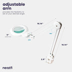 Neatfi (New Model) 1,200 Lumens LED Magnifying Lamp with Clamp, 8 Diopter, Correlated Color Temperature Control, 12W, 120 Pcs SMD LED (White, 5 Inch Lens)