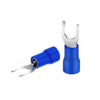 200 Pcs Insulated Fork Spade U-Type Wire Connector #8 Electrical Crimp Terminals 16-14 AWG Blue