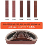 SI FANG Premium Sanding Belts Set 13 x 1.2inch /330x30mm, Suitable for Mini Electric Belt Sander Cutter Edges Sharpener, 120 320 600 800 1000 Assorted Grits Aluminum Oxide Sanding Belt (20Pcs)