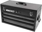 Boxo USA Hand Carry Tool Box 3-Drawer Heavy Duty Steel Toolbox with Lock System (Black)