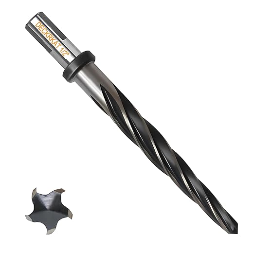 1/2" Reamer Drill Bit for Metal, M2 HSS Taper Reamer for Steel, Alloy, Wood, Plastic to Align, Enlarge Holes – 5-Spiral Flutes, 1/2" Non-Slip Shank, 12mm Car Reamer, Bridge Construction Reamer