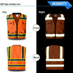 SKSAFETY 12 Pockets Professional level Safety Vest, Class 2 High Visibility Vest, ANSI/ISEA
