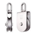 Rocaris M100 Lifting Single Pulley Roller Loading 3300Ibs, 304 Stainless Steel Heavy Duty Single Wheel Swivel Lifting Rope Pulley Block