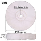 SCOTTCHEN Buffing polishing Wheels Soft Flannel 8 inch (40 Ply) for Bench Grinder Buffer with 5/8" Arbor Hole - 2 Pack