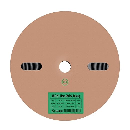 XHF UL Listed 55 FT 5/16" Heat Shrink Tubing Roll 2:1,Electrical Industrial Shrink Tube for Wire Insulation, RoHS Compliant Black