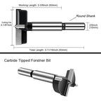 ASNOMY 2-1/8" Inch Carbide Forstner Drill Bit, Carbide Tipped Forstner Bit for Hard Wood, Wood Drilling Hole Saw Set Woodworking Hinge Cutter Tool Kits for Wood Plastic Plywood
