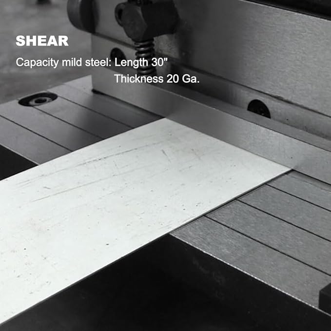 KAKA Industrial Sheet Metal Brake, 30 inch Shear and Slip Roll Combo 3-in-1 | 20-Gauge Capacity Heavy Duty Bending Machine with Back Gauge and Segment Fingers for Metal Fabrication
