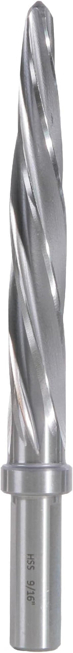 9/16" Bridge/Construction Reamer, M2 HSS Taper Chucking Reamer Drill Bit for Steel Alloy Aluminum Metal Wood Plastic, 1/2” Shank Chuck, Spiral Flutes, to Enlarge/Align Holes, 14mm