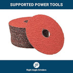 Benchmark Abrasives 4 1/2 Inch Sanding Discs Ceramic Resin Fiber Grinding Disc for Grinding, Stripping on Wood, Fiberglass, Metal, 7/8" Arbor Angle Grinder Sanding Disc, 25 Pack - 24 Grit