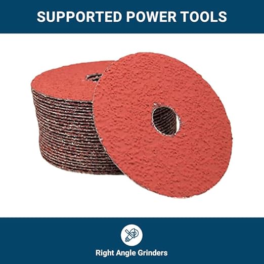 Benchmark Abrasives 4 1/2 Inch Sanding Discs Ceramic Resin Fiber Grinding Disc for Grinding, Stripping on Wood, Fiberglass, Metal, 7/8" Arbor Angle Grinder Sanding Disc, 25 Pack - 80 Grit