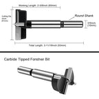 ASNOMY 2" Inch Carbide Forstner Drill Bit, Carbide Tipped Forstner Bit for Hard Wood, Wood Drilling Hole Saw Set Woodworking Hinge Cutter Tool Kits for Wood Plastic Plywood