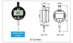 Digital dial Gauge, with a Range of 0-0.5in/12.7mm and a Digital Indicator Accuracy of 0.01mm/0.0005 "Metric and Imperial Measure Tool Electronic Dial Gauge
