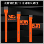 HORUSDY 3-Pieces Heavy Duty Cold Chisels Set, Long 8", 10", 12", with Roll Pouch, 1 in, 7/8 in, 25/32 in