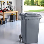PRO&Family Wheeled Outdoor Trash Can Garbage Can Garage Trash Can for Restaurants/Hospitals/Offices/Back of House/Warehouses/Home (Gray, 96 Gallon)