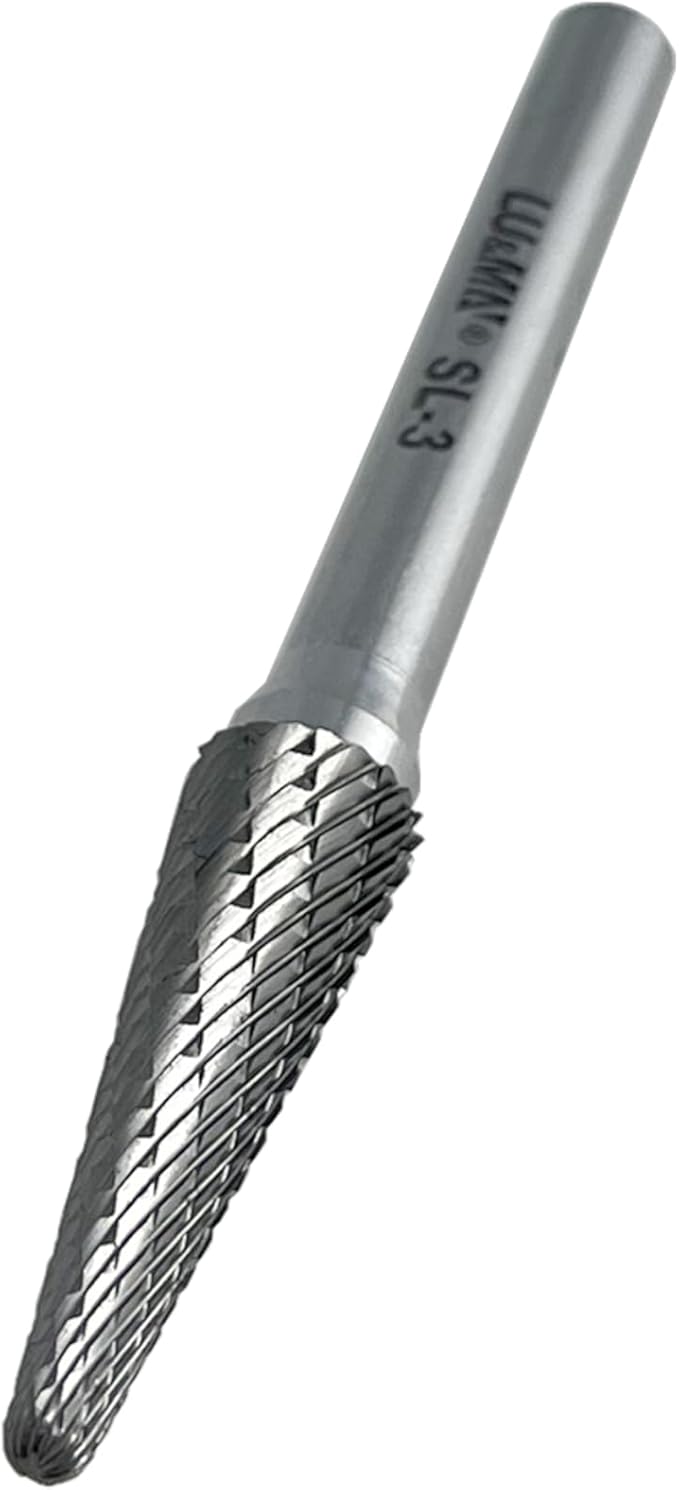 SL-3 Tungsten Carbide Burr Rotary File, Taper Shape Double Cut, 4pcs by LU&MN