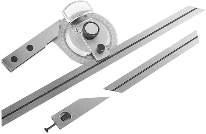 Universal Bevel Protractor, 360° Steel Angle Finder Measuring Ruler W/Magnifying Glass Angle Measuring Protractor