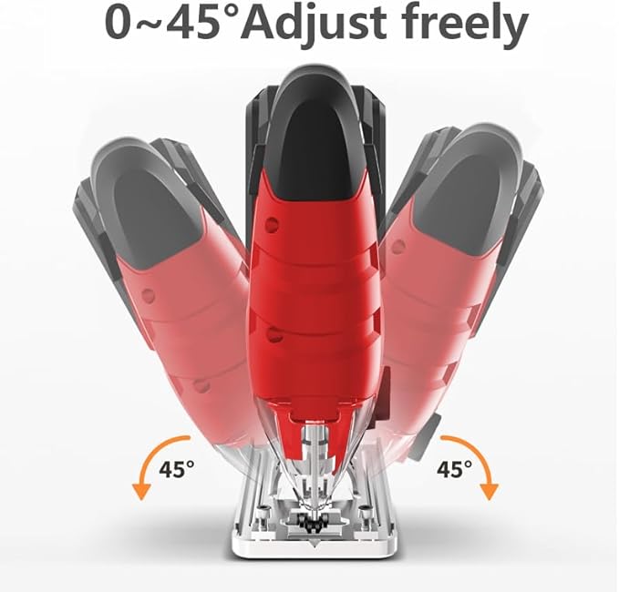 Cordless Jig Saw,20V Electric Jigsaw Tool Kit with Variable Speed,Pendulum Function, 0-45°Adjustable Cutting Bevel,2.0A Li-ion Battery With 1 Hour Fast Charger,9pcs Free Blade