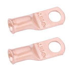 SELTERM 2pcs 6 AWG 1/4" Stud Copper Wire Lugs, Battery Lugs, Ring Terminals, Battery Cable Ends, 6 Gauge Ring Terminal Connectors, UL Heavy Duty Bare Copper Eyelets Battery Terminal Connectors