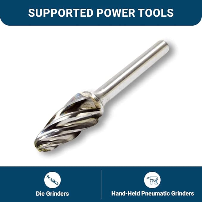 Benchmark Abrasives Ball Shape Premium Tungsten Carbide Burr with 1/4 Inch Shank Aluminum Cut Rotary Tool, Engraving Tool for Non-Metals Shaping Carving (SF-5NF)